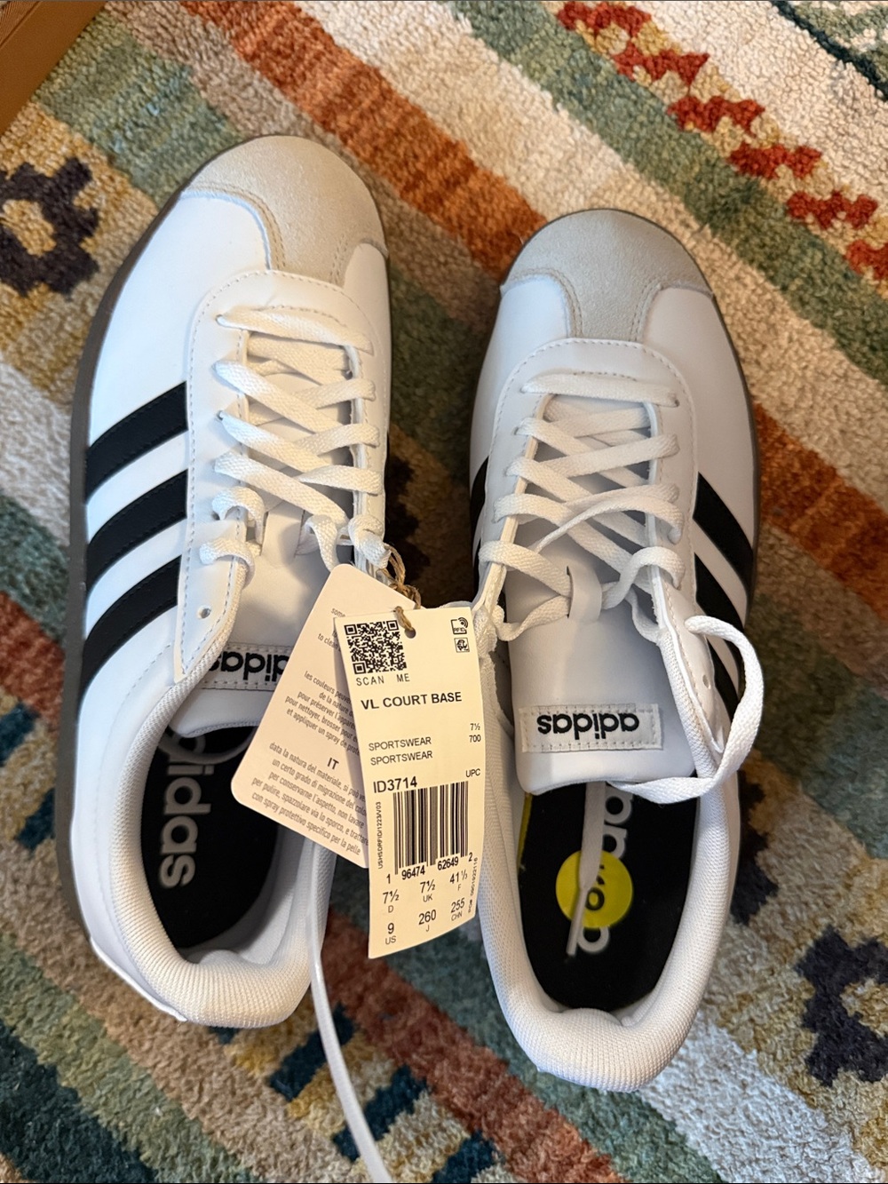 Adidas Women’s VL Court Base White and Black Low-Top Sneakers